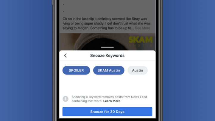 Facebook’s New “Keyword Snooze” Feature 2