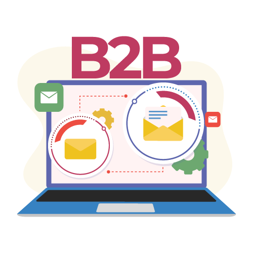 Illustration of a B2B email blast to customers