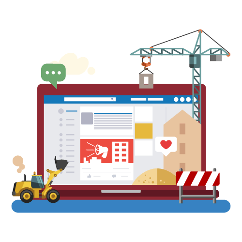 Illustration of Facebook ads for a construction company