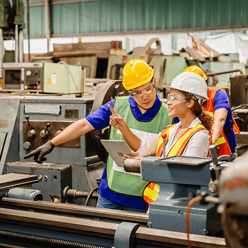 Employees working in a manufacturing setting