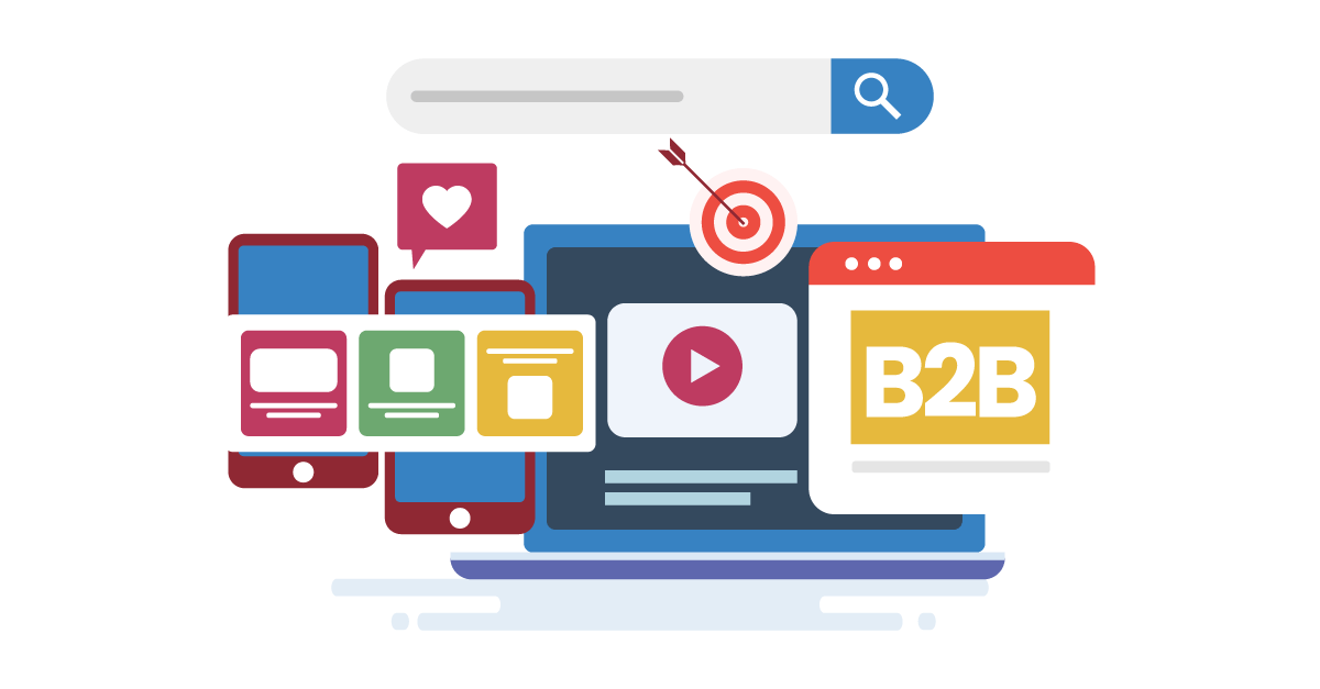 Illustration of targeted, paid digital advertising to reach B2B customers