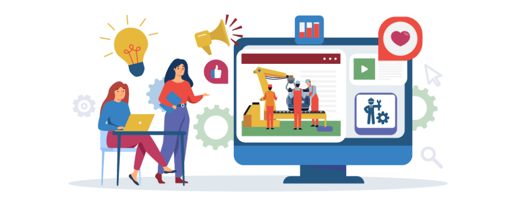 Illustration Of Content Marketing To Support Sales For A Manufacturing Company