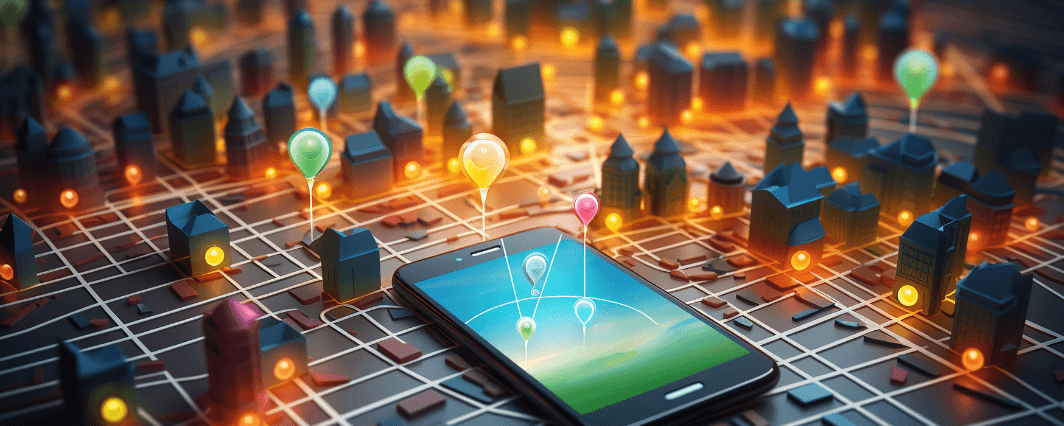 Picture of a mobile device connecting customers across a geographic region