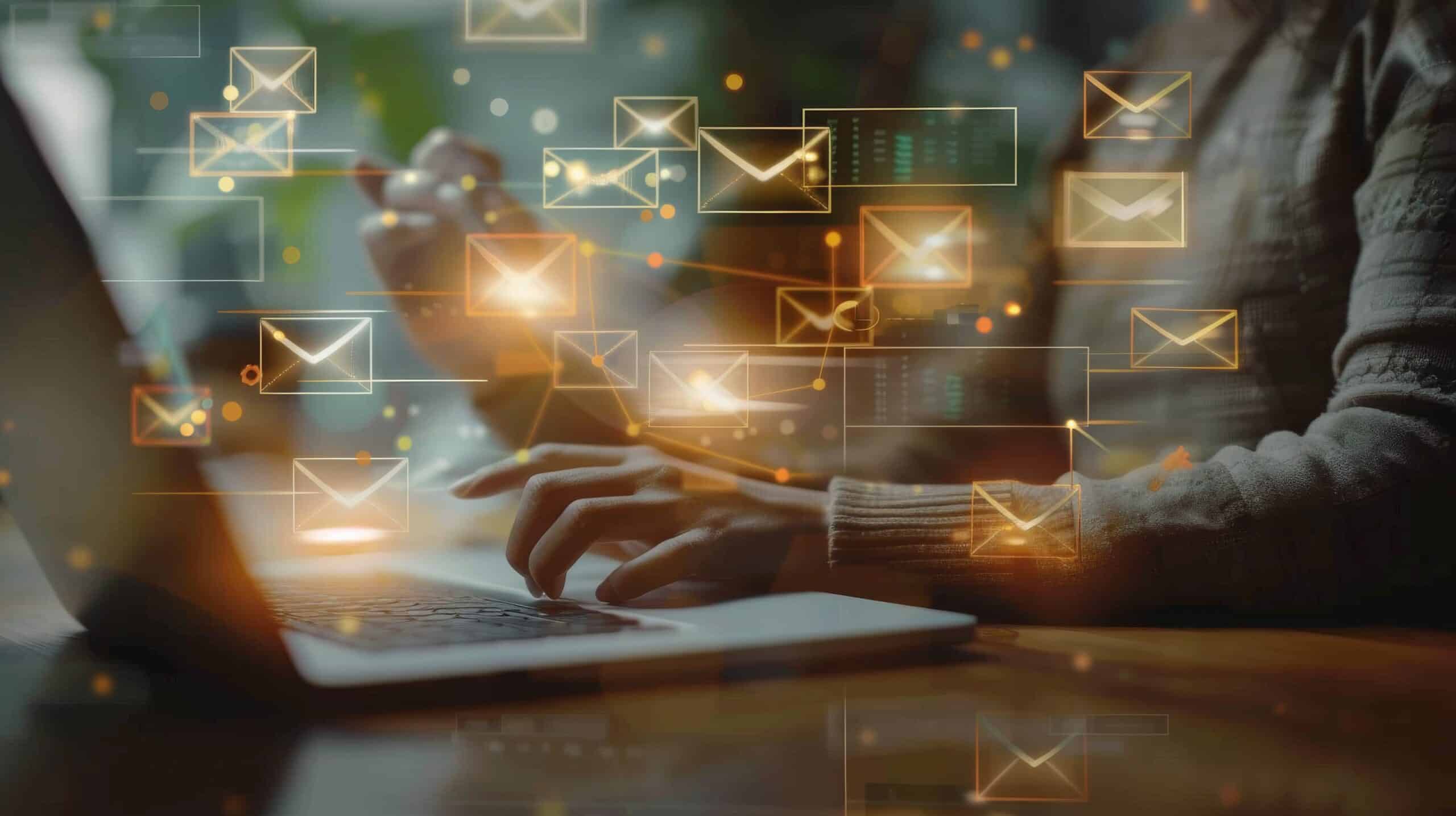 Sales professional considering email subject lines to reach prospects and customers