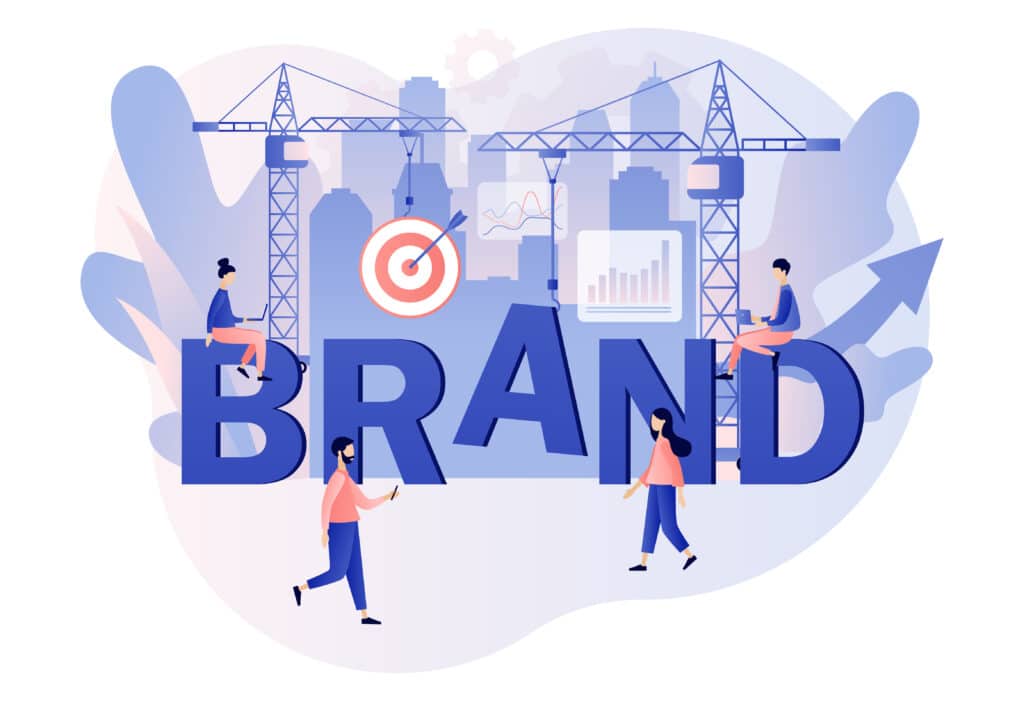 Illustration Of Digital Marketers Working Together To Build A B2B Brand